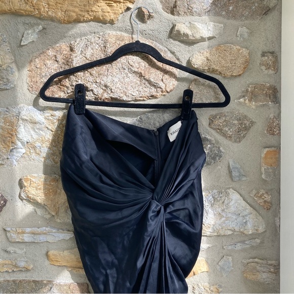 KHAITE Louie Gathered Satin Sarong Midi Skirt Black MSRP $820 Womens 4 - Picture 7 of 16
